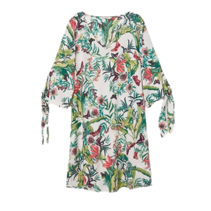 H&M cream and green floral dress